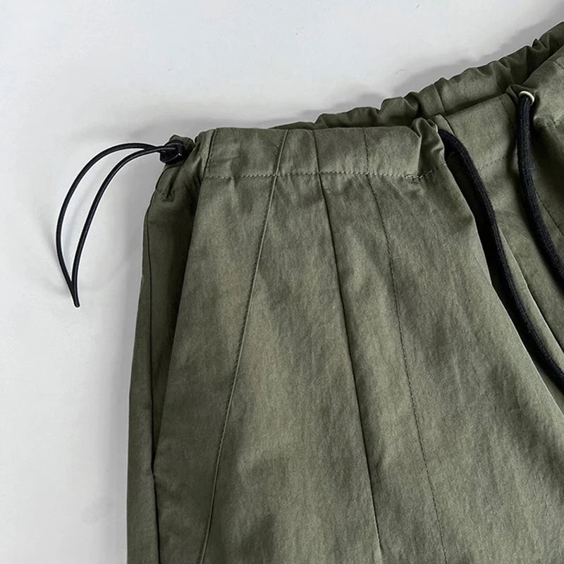 High-waist Drawstring Green Long Wide-leg Pants New Loose Trousers Women's Fashionable Spring Women's Pants