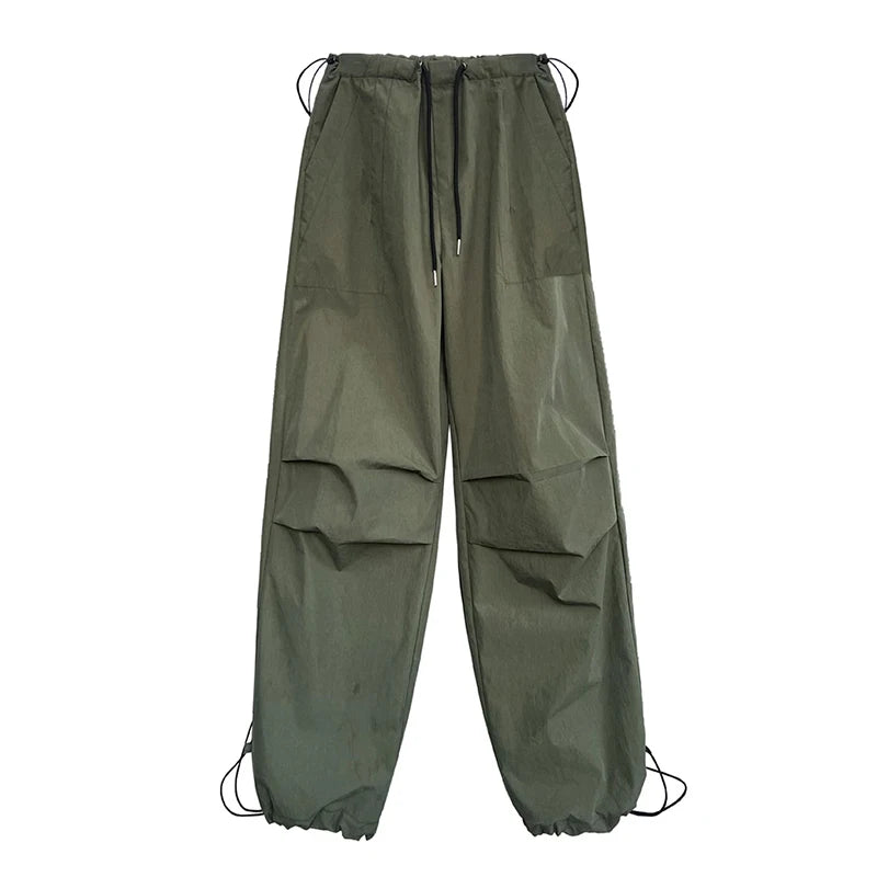 High-waist Drawstring Green Long Wide-leg Pants New Loose Trousers Women's Fashionable Spring Women's Pants