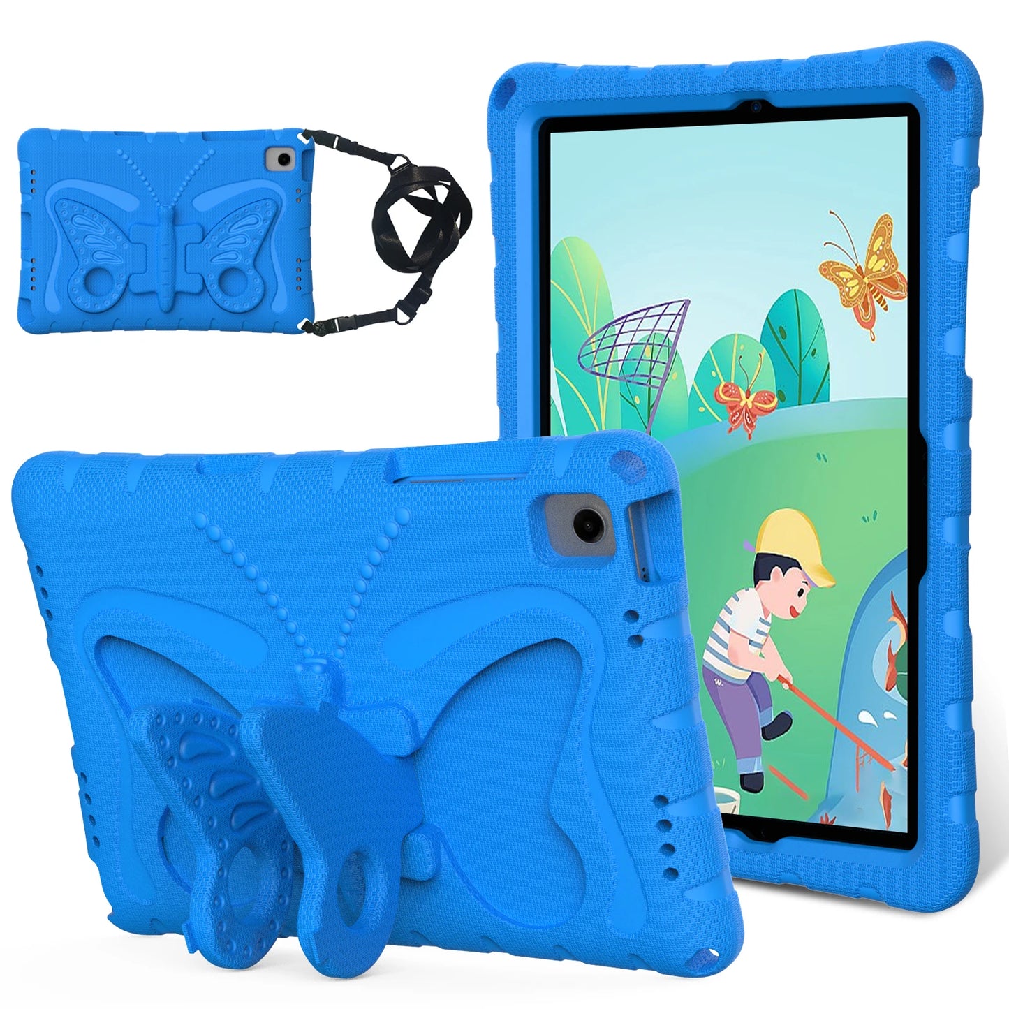 EVA Butterfly Kids Case For Galaxy Tab A9 8.7" Plus 11" A7 Lite SM-X110 X115 X210 X216 T220 T225 Stand Cover For A 8.0 T290 T295