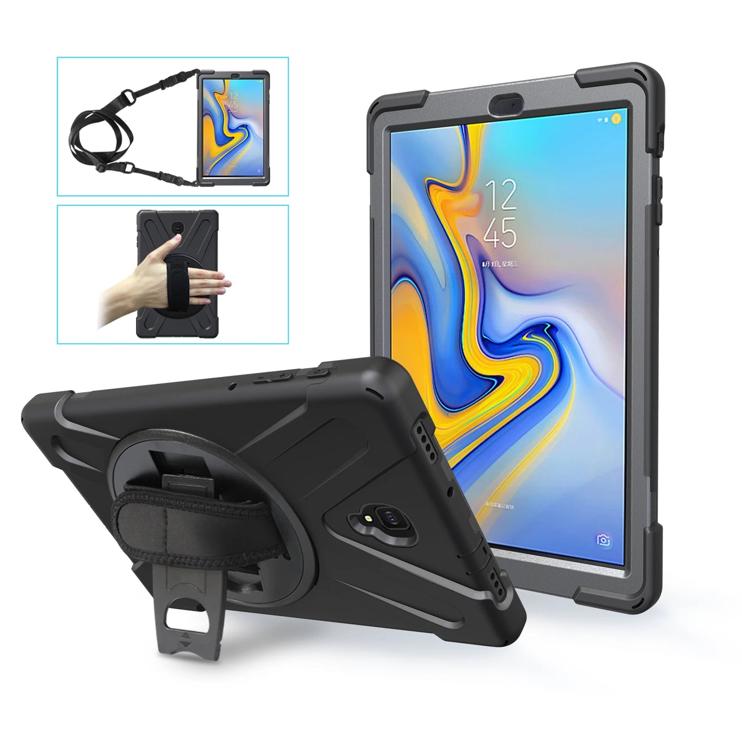 Rotating Hybrid Case For Samsung Galaxy Tab S5E SM-T720 T725 A 10.5 T590 T595 10.1 T510 T515 Rugged Cover Hand Shoulder Strap