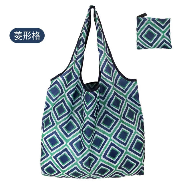 Foldable Shopping Bag Reusable Travel Grocery Bag Eco-Friendly Beach Toy Storage Bags Lemon Printing Tote Pouch Bag Package