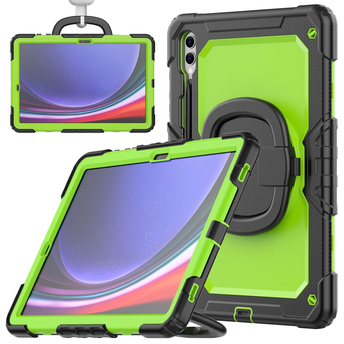 Rotatable Armor Case Universal For Galaxy Tab S10 S9 FE Plus 12.4inch SM-X820 X826 X810 X816 X610 X616 Heavy Duty Cover 3-Layers