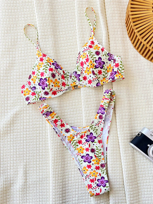 Flowers Printed Underwired Brazilian Bikini Female Swimsuit Women Swimwear Two-pieces Bikini set Bather Bathing Suit Swim K5666