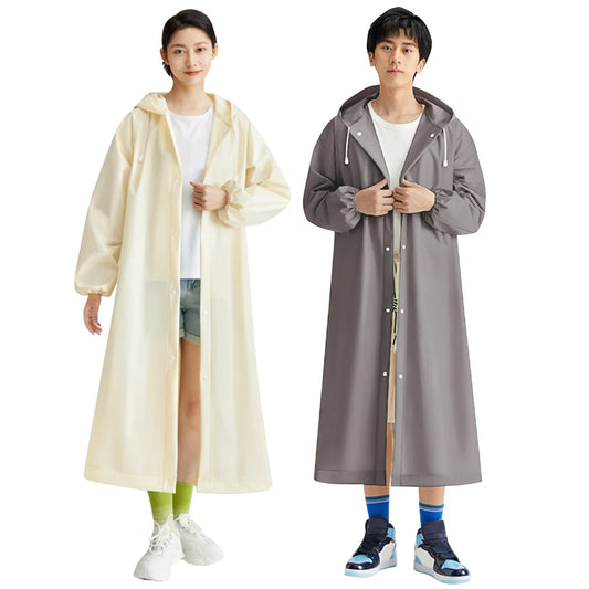 Waterproof Rain Coat Windproof Hooded Rain Poncho Drawstring Long Hooded Rain Coats for Outdoor Travel Emergency