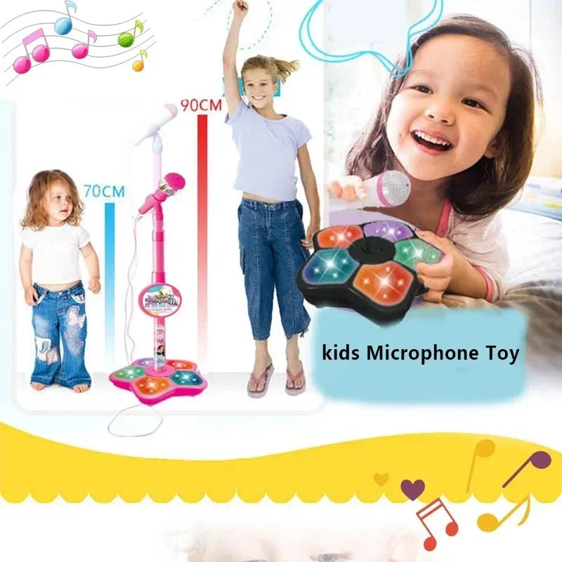 Kids Microphone with Stand Karaoke Song Music Instrument Toys Brain-Training Educational Toy Birthday Gift for Girl Boy