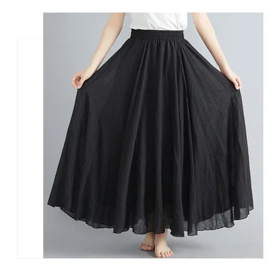 Fashion Cotton Linen Clothes Women Skirts Maxi Y2k Elegant Streetwear Saia Ropa Mujer Casual Vestido Long Skirt Faldas Harajuku