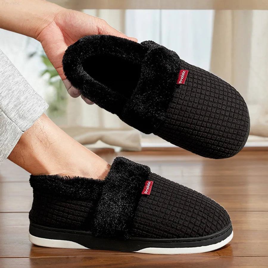 Winter Home Slippers for Women Bedroom Anti-slip House Cotton Shoes Warm Plush Couples Indoor Slippers