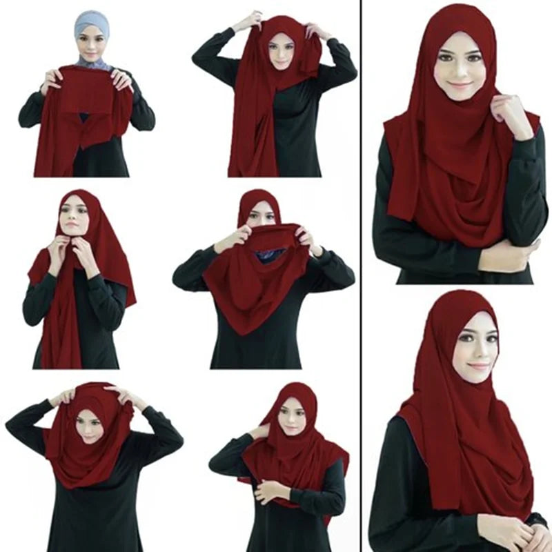 Hot Double Loop Jersey Hijabs Instant Hijab Scarf Women Muslim Headscarf Cotton Shawls Islamic Bandana Turbans for Women Turban