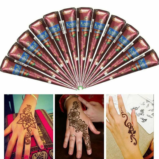 Natural Colors Temporary Paint Henna Paint Body Cones Mehandi Ink Indian Henna Temporary Tattoo Herbal Henna Cones Body Art