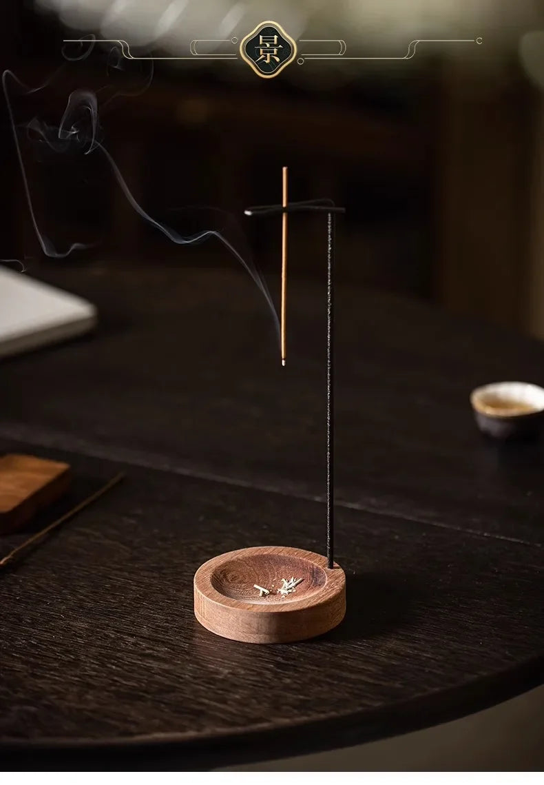 New Creative Upside Down Incense Burner Incense Stick Holder Wooden Round Incense Tray Ornament Bedroom Home Yoga Decoration