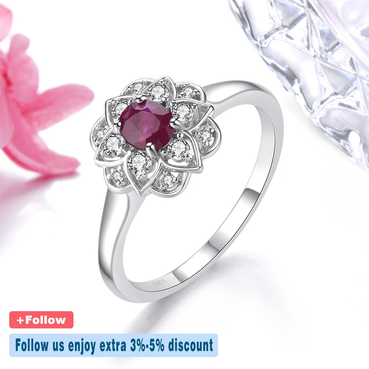 Natural Precious Gemstone Ruby Sterling Silver Rings 0.3 Carats Genuine Gemstone Romantic Style S925 Fine Jewelrys Engagement