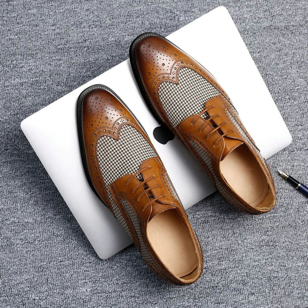 Breathable Wear-Resistant Men's Wing-Tip Brogues for Business Office Weddings Casual Men Daily Wears