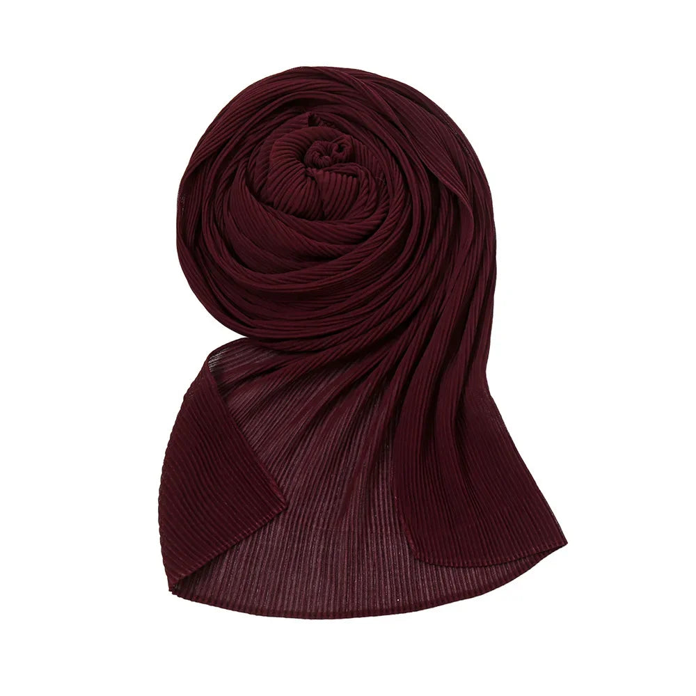 Big Size Pleated Chiffon Hijab Scarf for Muslim Women Turban Pashmina Shawls and Scarves Women Bandana Headband Hijabs Headscarf