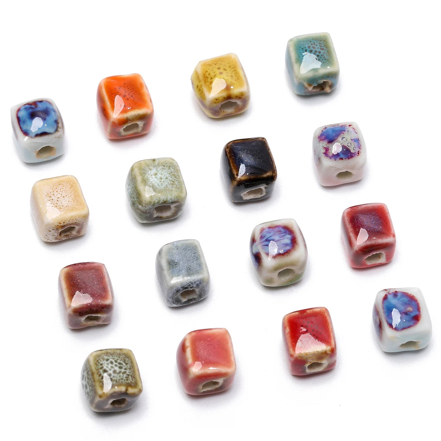 10pcs Cube Ceramic Beads Large Hole Square Spacer Beads for Jewelry Making Supplies DIY Charms Bracelet Necklace Accessories 8mm