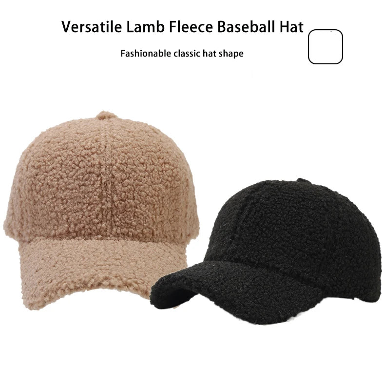 Autumn New Lamb Cashmere Warm Baseball Cap Winter Sunhat Solid Color Women Teens Teddy Velvet Snapback Caps Hip Hop Fishing Hat