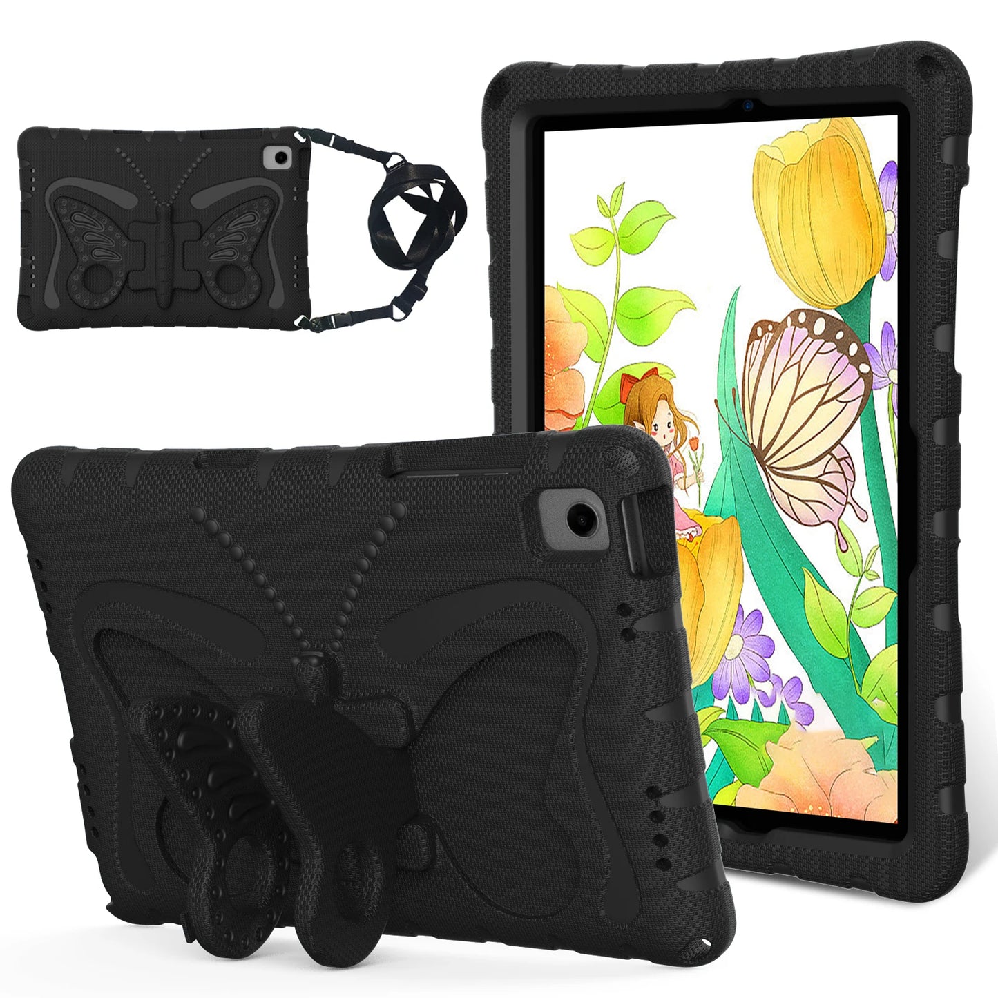 EVA Butterfly Kids Case For Galaxy Tab A9 8.7" Plus 11" A7 Lite SM-X110 X115 X210 X216 T220 T225 Stand Cover For A 8.0 T290 T295