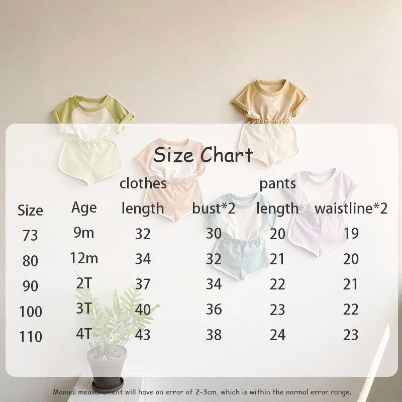 Summer Baby Tee Set Infant Girls Casual T-shirt And Shorts 2 Pcs Boys Sports Outfit Toddler Clothes Suit