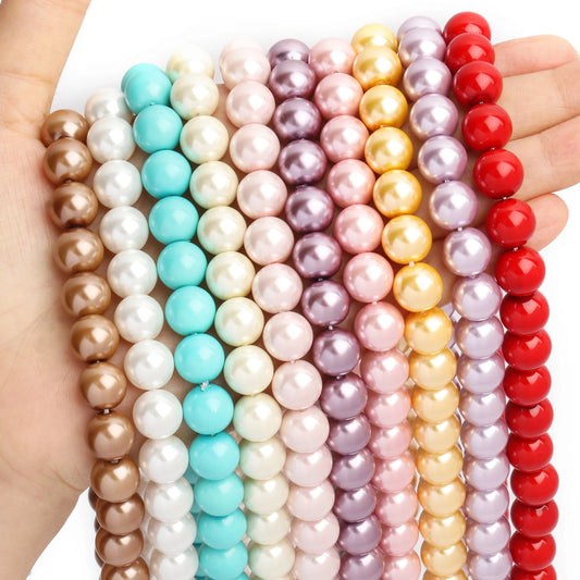 4/6/8/10mm AA Imitation Pearls Multicolor Round Glass Loose Spacer Beads for Jewelry Making Supplies DIY Charms Bracelets 15‘’