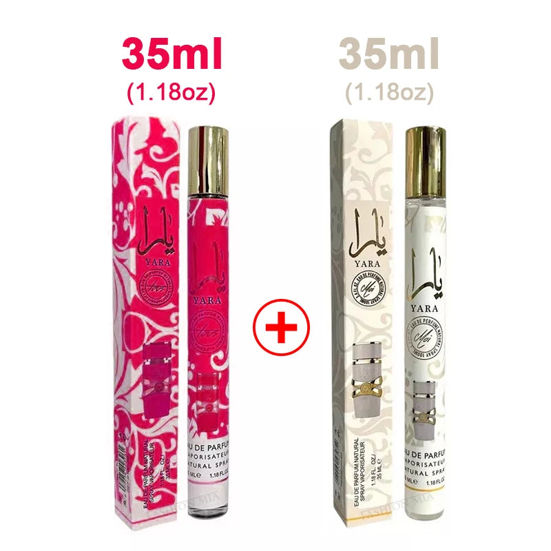 2PCS 35ml Yara Perfume Long Lasting Gourmand Fragrance Eau de Parfum Spray Arabian Perfumes For Men's & Women Portable Perfume