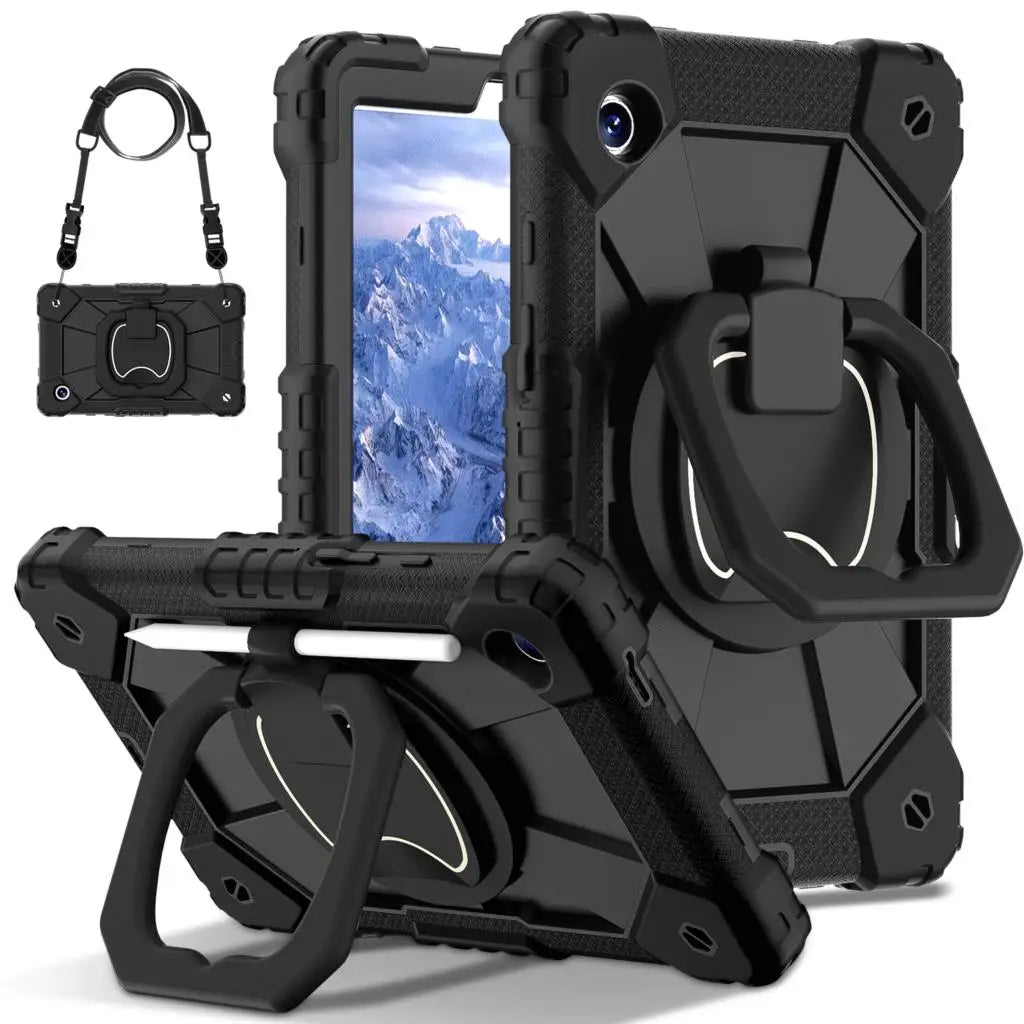 Case For Samsung Galaxy Tab A9 SM-X110 X115 X117 A7 Lite 8.7 SM-T220 T225 360 Rotationg Stand Cover sHOCKPROOF Handle Grip Strap