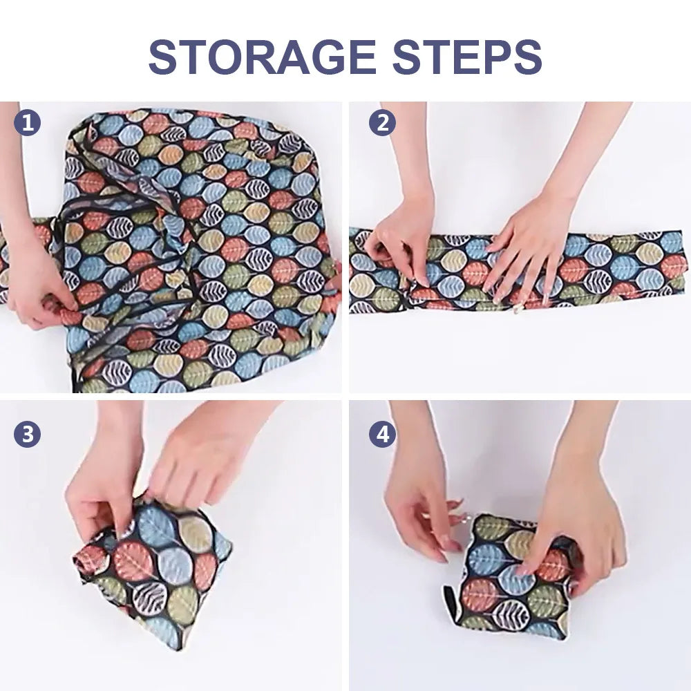 Foldable Shopping Bag Reusable Travel Grocery Bag Eco-Friendly Beach Toy Storage Bags Lemon Printing Tote Pouch Bag Package