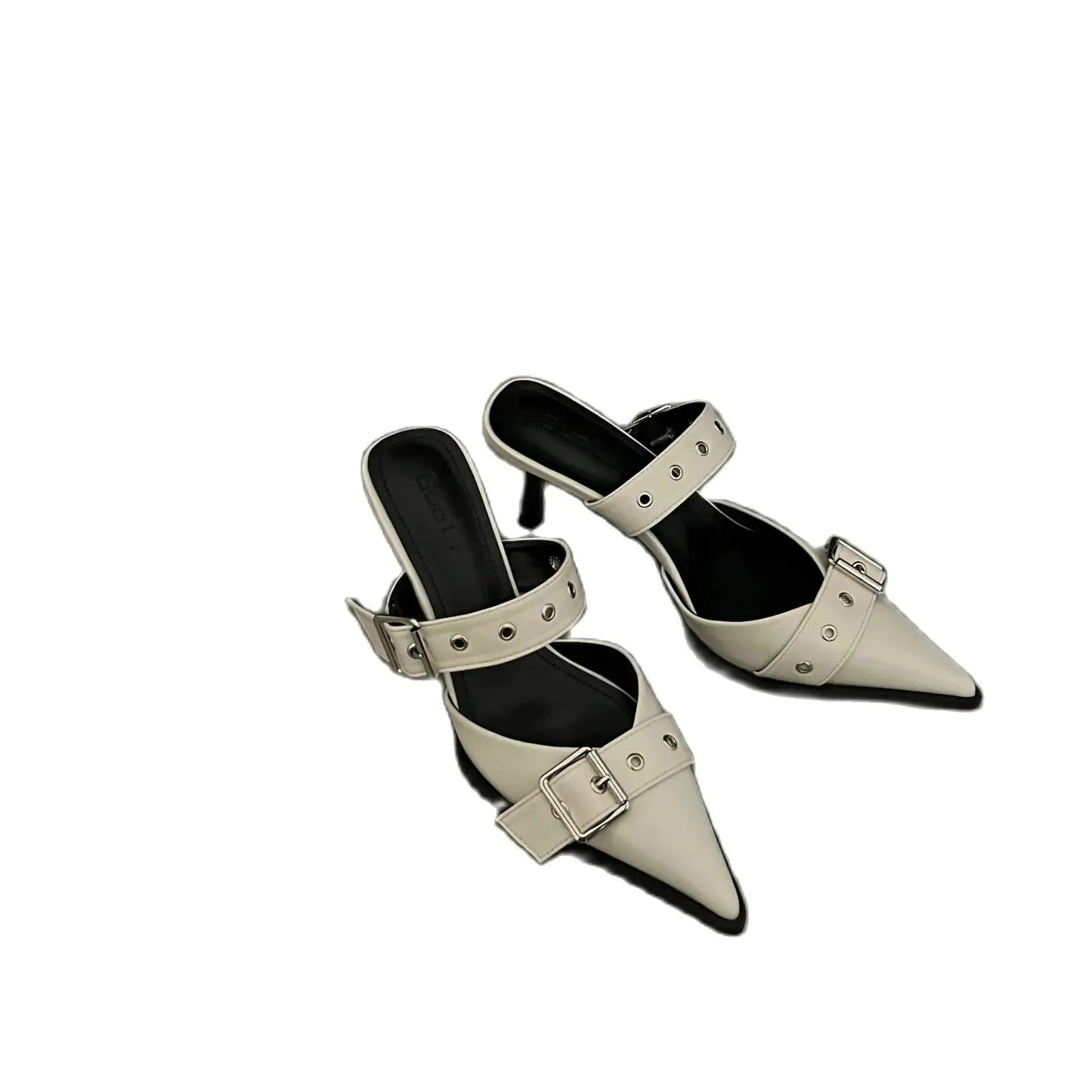 NEW Summer Pointed Belt Buckle Thin Heel Belt Buckle Single Shoes Women's Baotou Silver Back Empty High-heeled Sandals