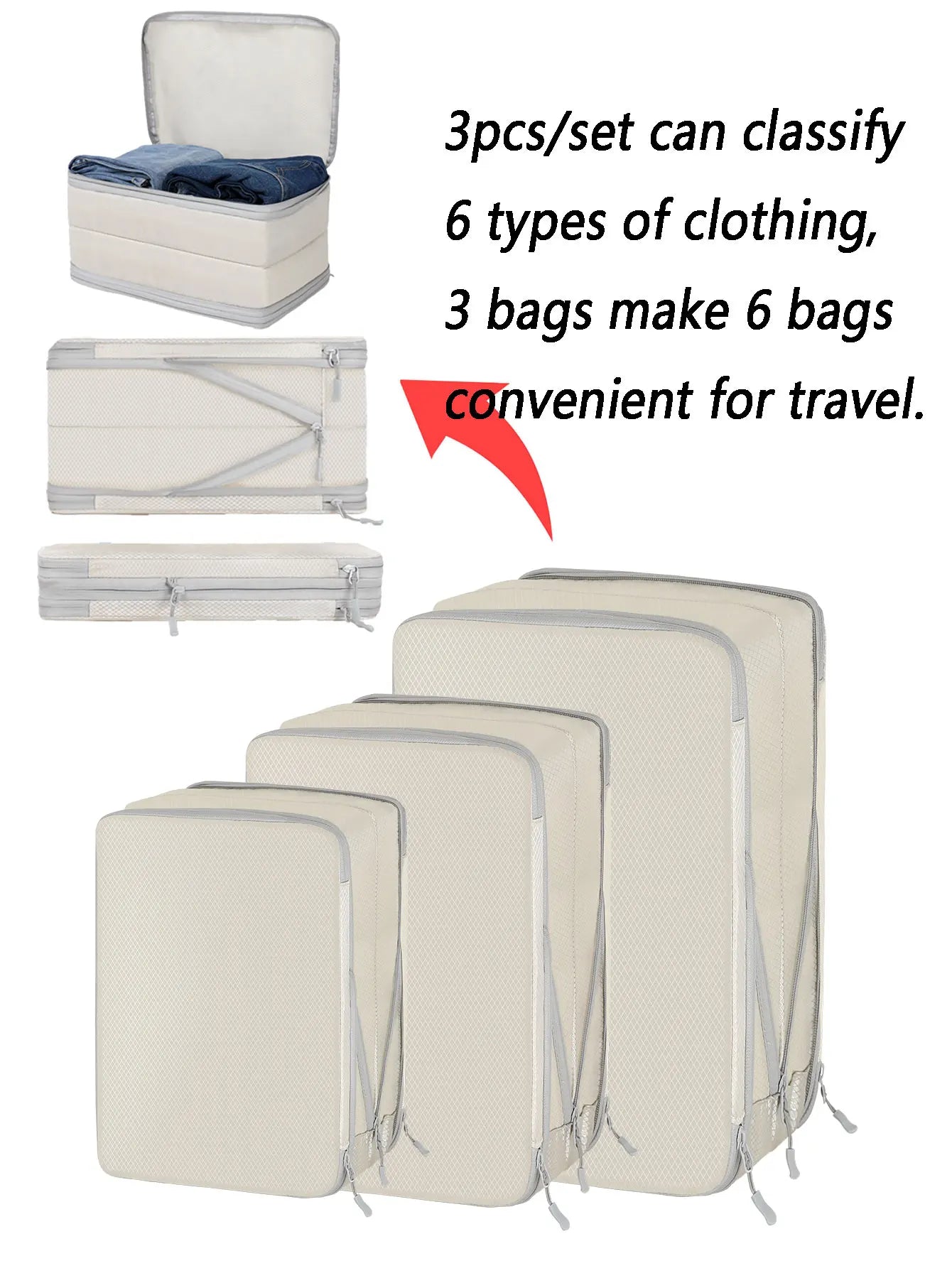 4 pcs/set Compressible Packing Travel Storage Bag Cubes Waterproof Suitcase Nylon Portable With Handbag Luggage Organizer