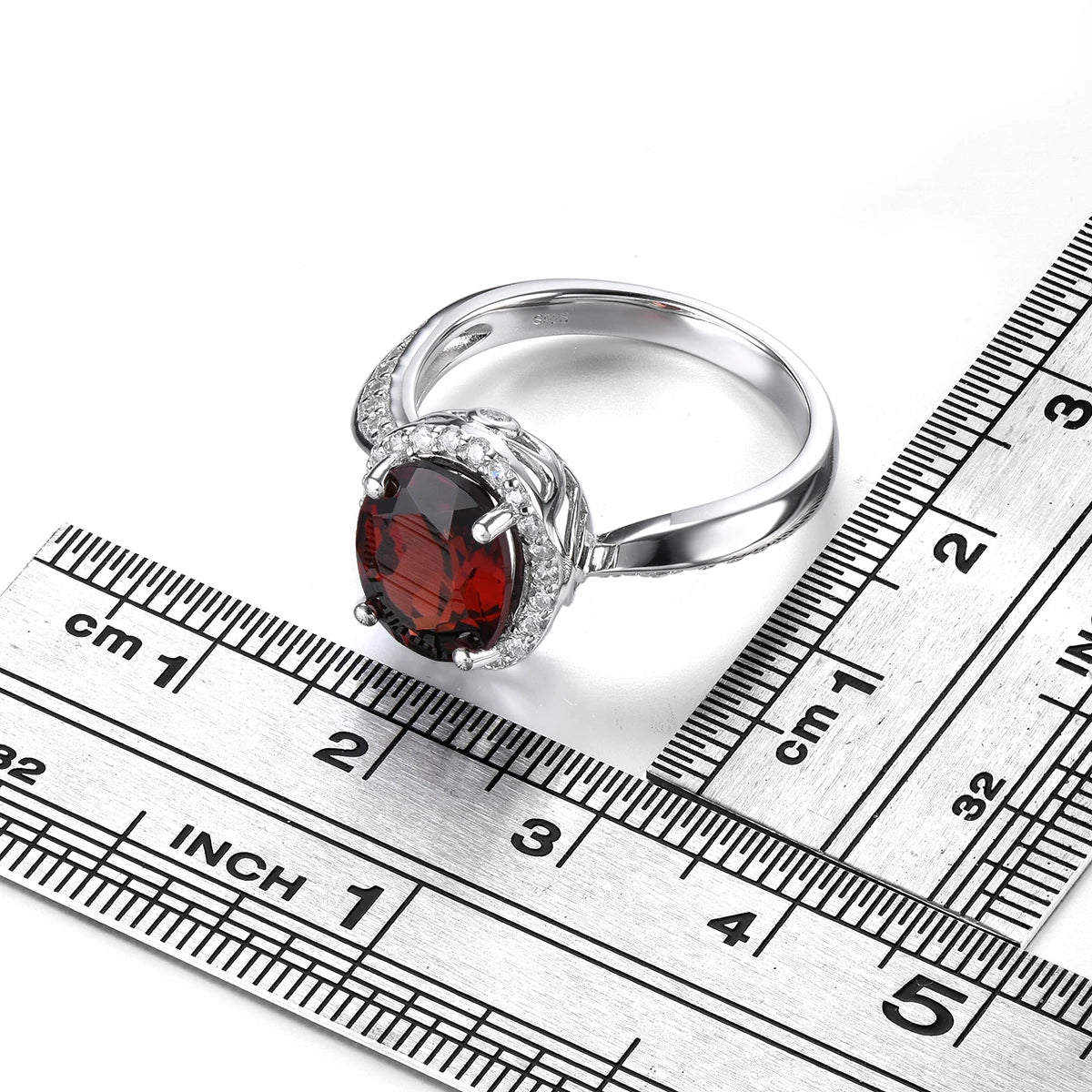 Natural Garnet 925 Sterling Silver Ring 2.8 Carats Genuine Gemstone Birthday Gift Classic Style Fine Jewelry