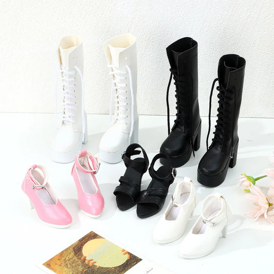 1Pair 1/3 Doll Shoes High Quality PU Boots Miniature High Heel Sandals For 60cm Doll Clothes Accessories Play House Kids Toys