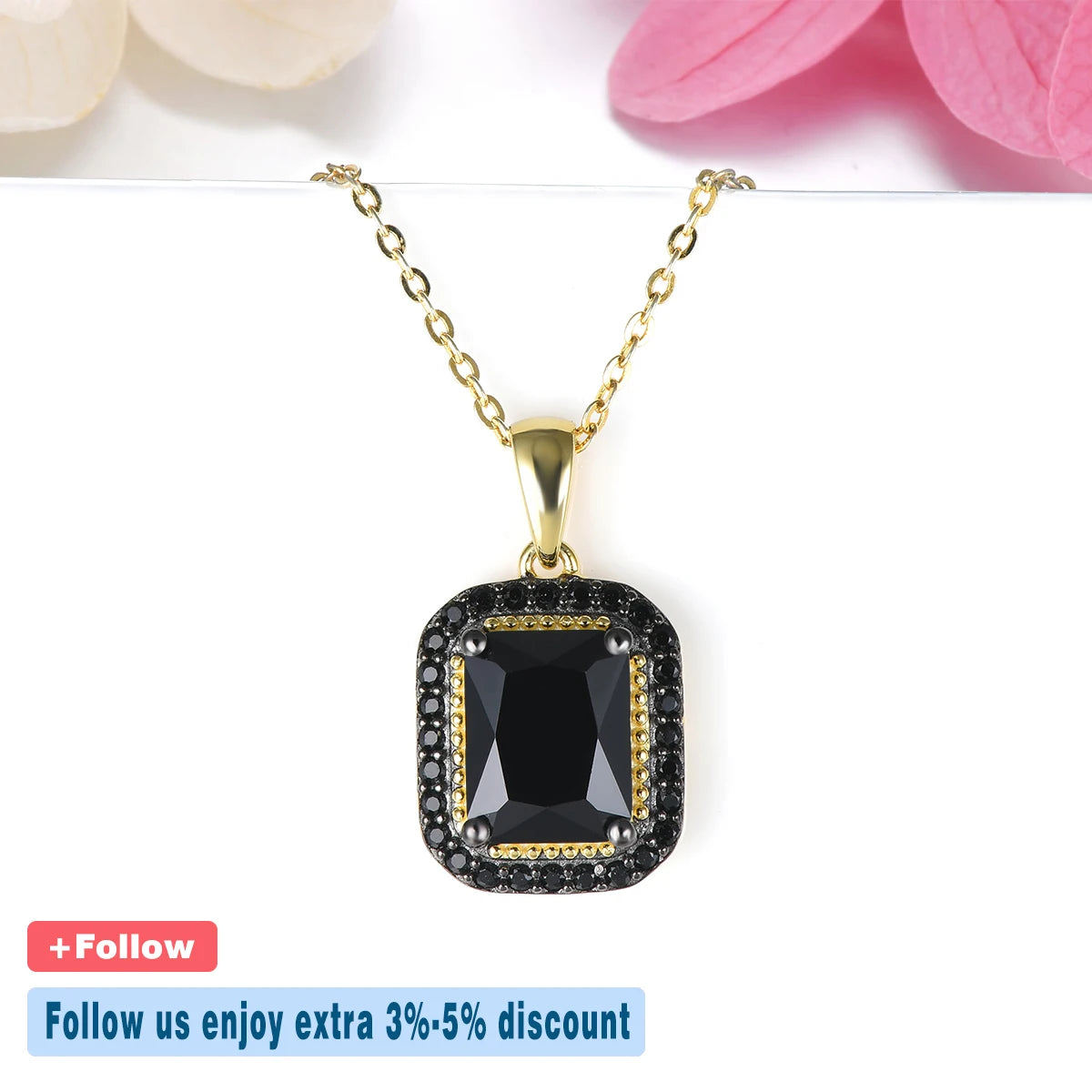 Natural Black Spinel Solid Sterling Silver Yellow Gold Plated Pendants 2.9 Carats Genuine Gemstone Classic Fine Jewelry Gifts