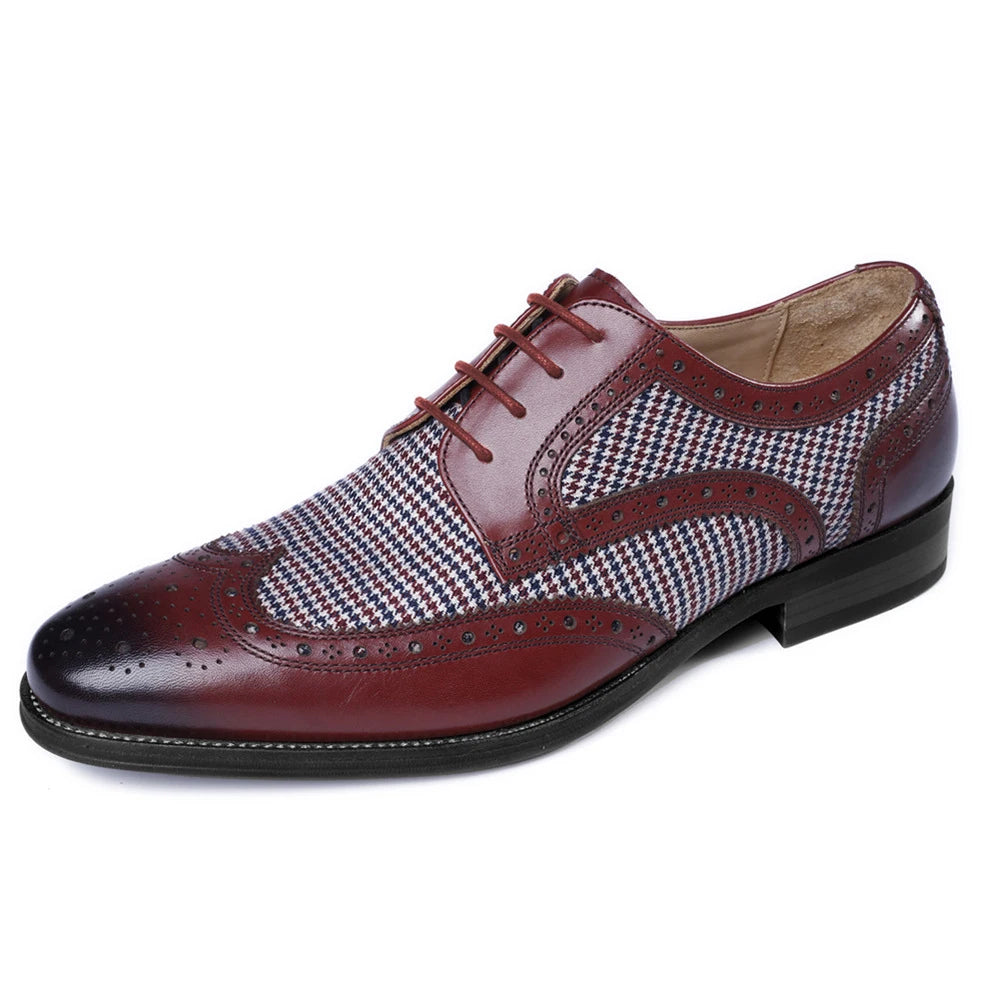 Breathable Wear-Resistant Men's Wing-Tip Brogues for Business Office Weddings Casual Men Daily Wears