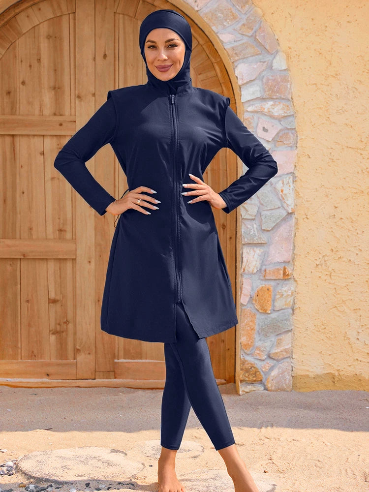 3PCS/Set Modest Burkinis Femmes Waterproof Muslim Swimwears Islamic Women  Bathing Swimming Suit Beach Full Coverage Swimsuit