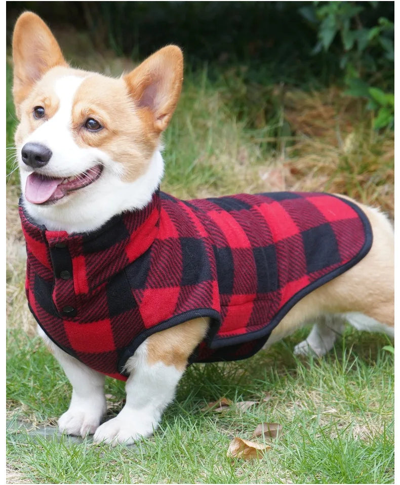 Winter Pet Dog Warm Jacket Cat Fleece Coat Plaid Hoddies Small Medium Large Dog Kitten Sweater French Buldog Big Dog Clothes