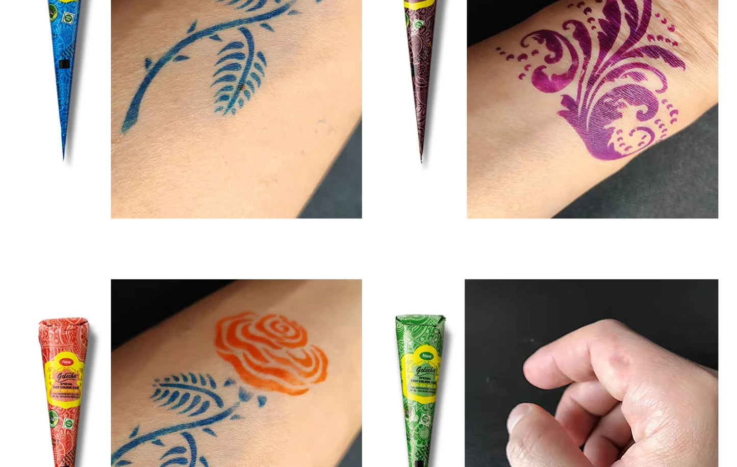 25g Multi Colors GOLECHA Cones Indian Henna Tattoo Paste For Temporary Tattoos Hand Painted Body Art Sticker Mehndi Pigment