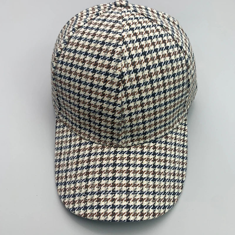 Retro Fashion British style Houndstooth Men Women Baseball Hats Cotton Breathable Streetwear Classic Casual Sport Unisex Caps