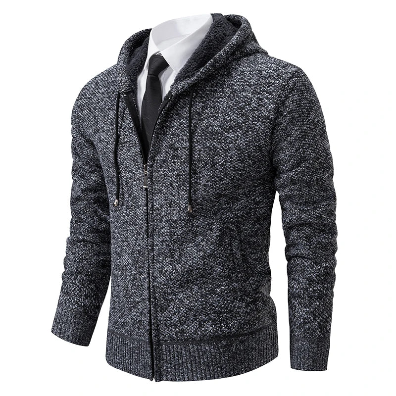 Autumn And Winter New Jersey Men's Casual Sports Coat Solid Color Stand Collar weater Grab Fleece Warm Zipper Cardigan