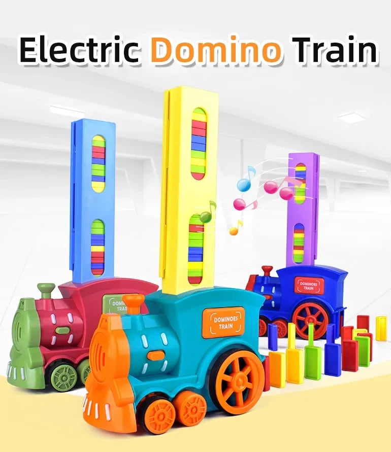 Automatic Laying Domino Train Electric Car Brick Blocks Kit Creative Game Intelligence Educational DIY Toy Kid Birthday Boy Gift