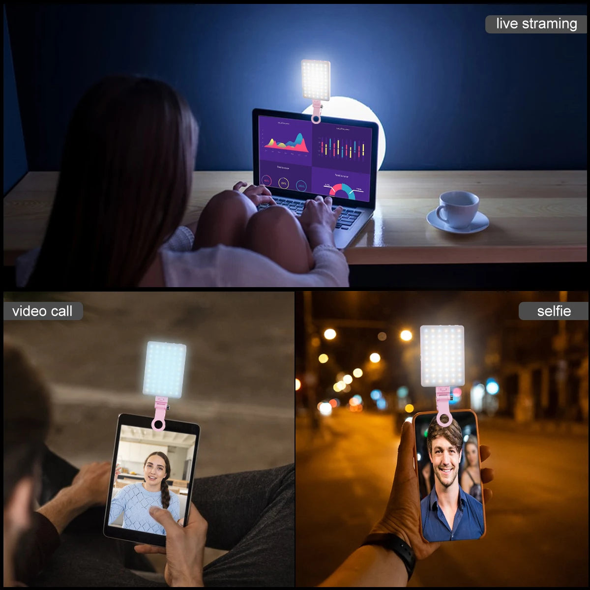 MAMEN Bi-Color Phone Selfie Light Video Lamp with Clip for Laptop Computer 2000mAh Rechargeable for Video Conference Vlog Light