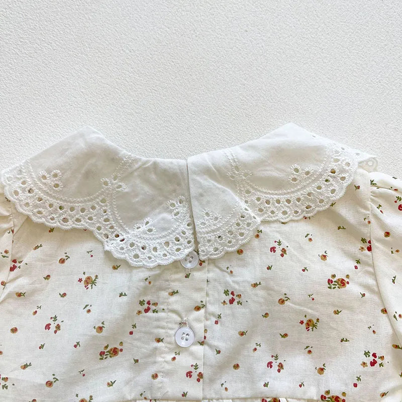 Summer Baby Bodysuits Infant Girls Floral Peter pan Collar Bodysuit Toddler Outfit Babe Clothes