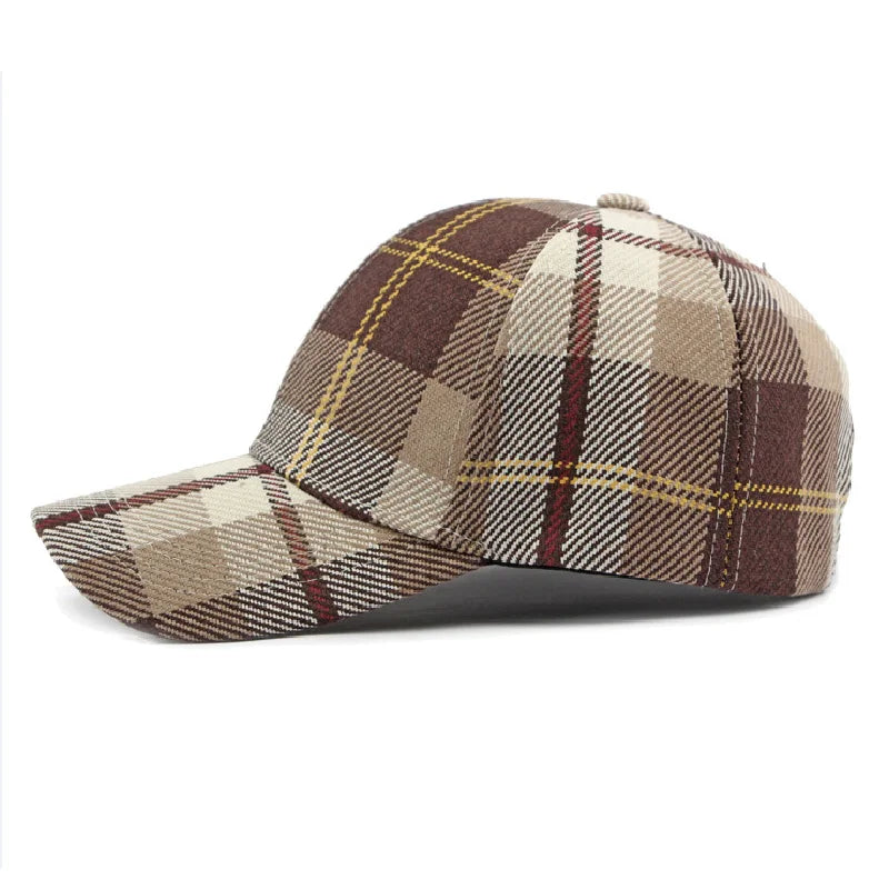 Classic Houndstooth Baseball Cap for Men & Women - Breathable Sun Hat for Spring/Autumn - Vintage Plaid Couple Cap