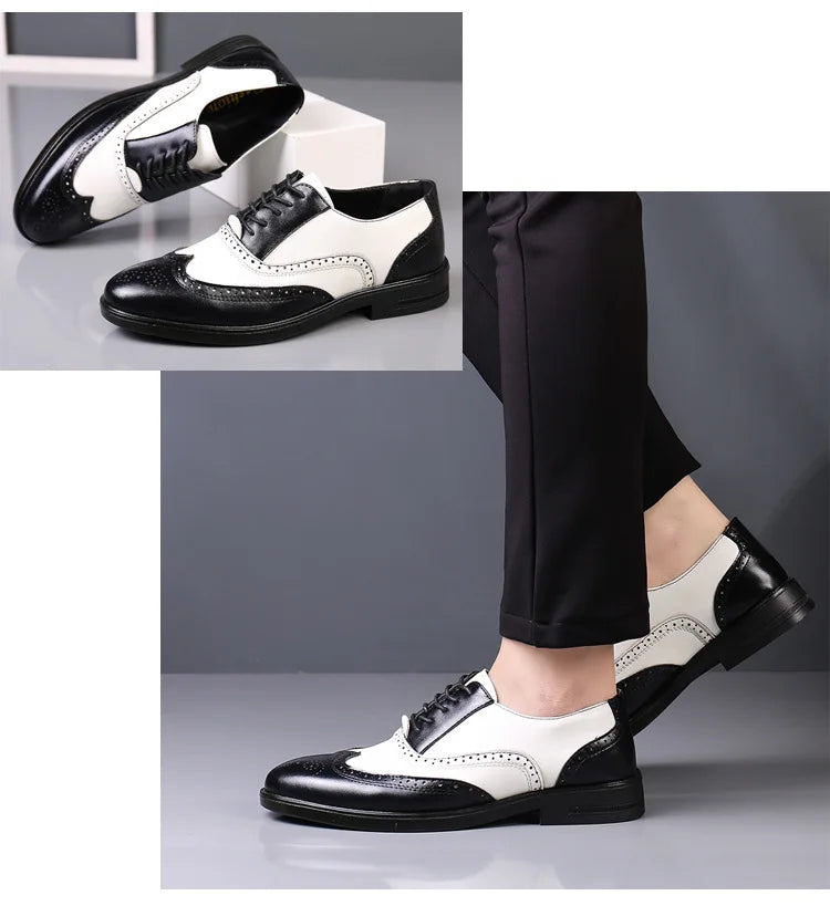 Leather Brogues Men Big Size Fashion Wedding Party Men Dress Shoes Italian Designer Male Drivng Formal Shoes Lace Up Men Oxfords