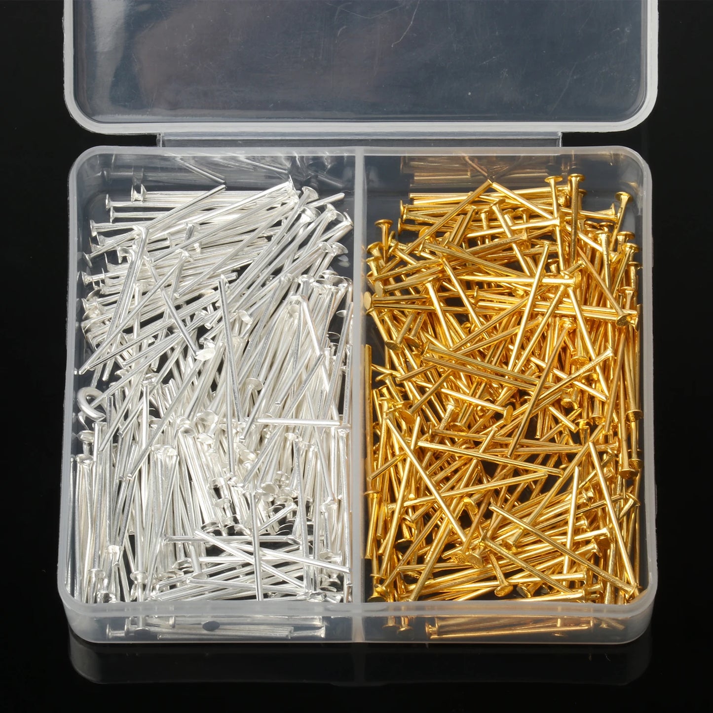 400pcs Boxed Bi-color T-Shaped Flat Head Pins Gold Silver Color 20mm Eye Headpins For Jewelry Making DIY Supplies Accessories