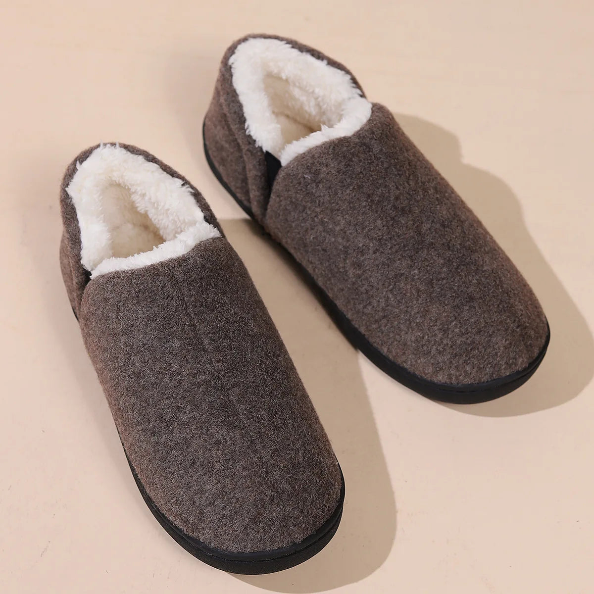 Bebealy New House Shoes Casual Women Shoes Winter Indoor Fluffy Home Shoes For Men Outdoor Antiskid High Ankle Furry Slippers