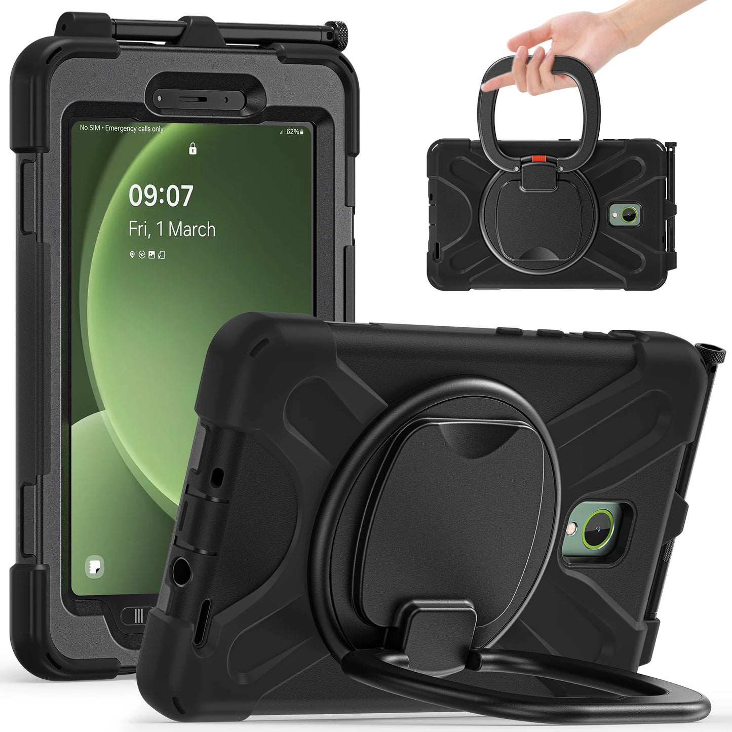 Heavy Duty Case For Samsung Galaxy Tab Active 5 3 8.0 inch SM-X300 X306B T570 T575 Hybrid Cover With 360 Rotatable Handle Grip