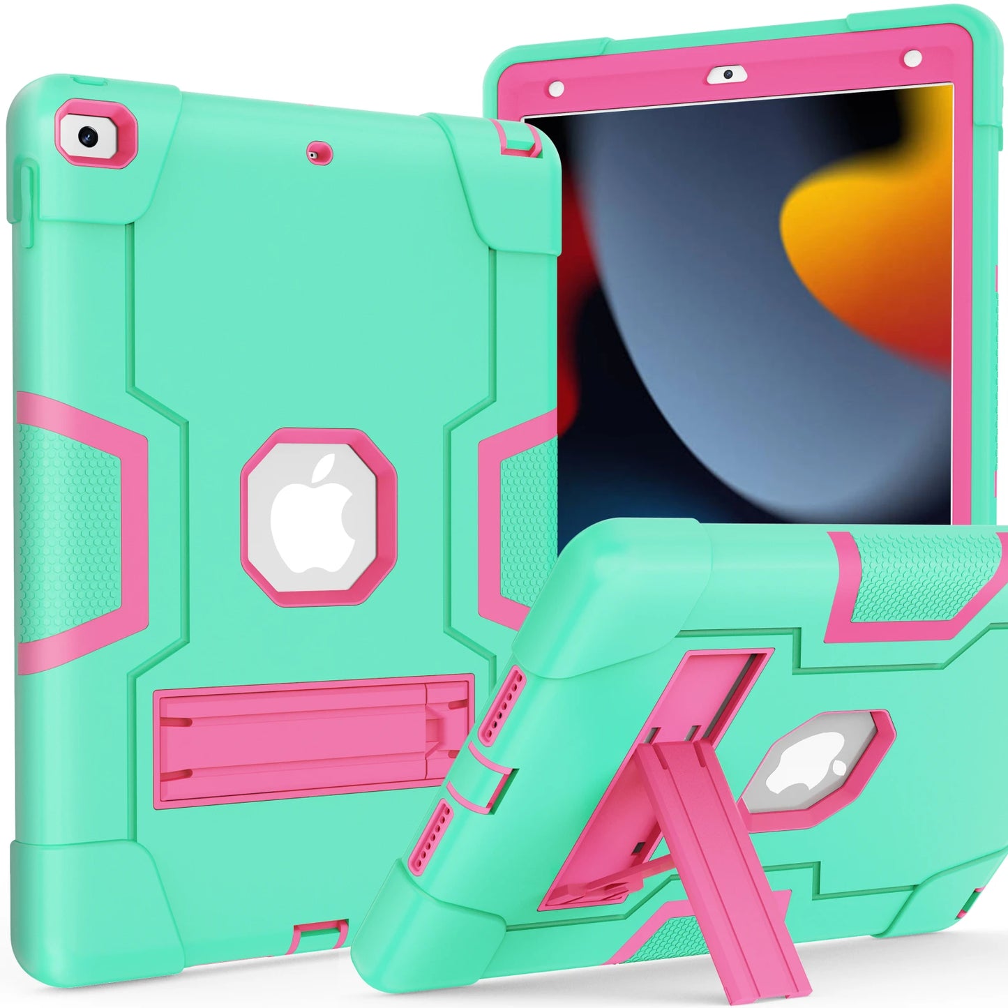 Rugged Case For iPad 10.2 2019 2020 2021 (7th 8th 9th Generation) 3-Layer Protection Cover Shockproof Built-in Kickstand Funda