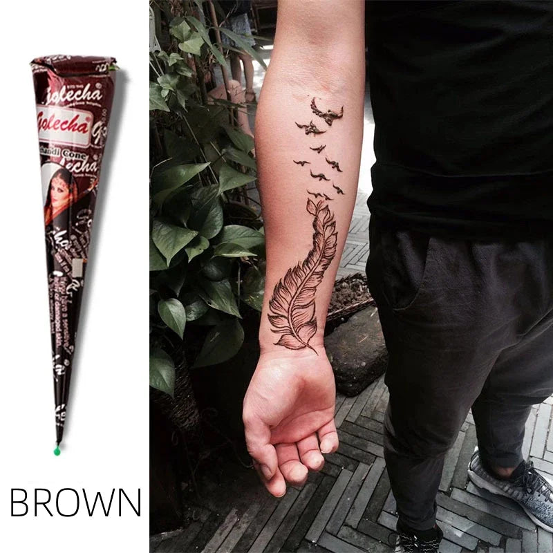 1Pc Multi Colors GOLECHA Cones Indian Henna Tattoo Paste For Temporary Tattoos Hand Painted Body Art Sticker Mehndi Pigment