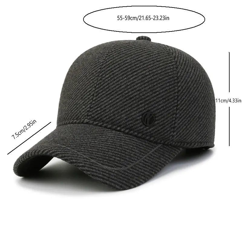 Auturnn Thick Warm Men Winter Baseball Cap With Ear Flaps, Ideal choice for Gifts