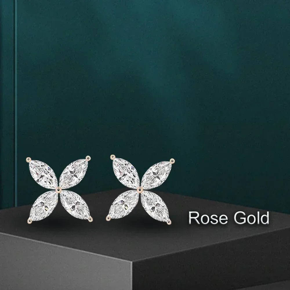 Butterfly Moissanite Jewelry Sets for Women 925 Silver Marquise Cut Diamond Pendant Necklace Stud Earrings with Certificates