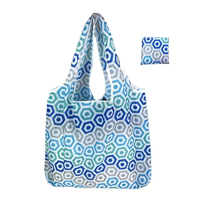 Foldable Shopping Bag Reusable Travel Grocery Bag Eco-Friendly Beach Toy Storage Bags Lemon Printing Tote Pouch Bag Package