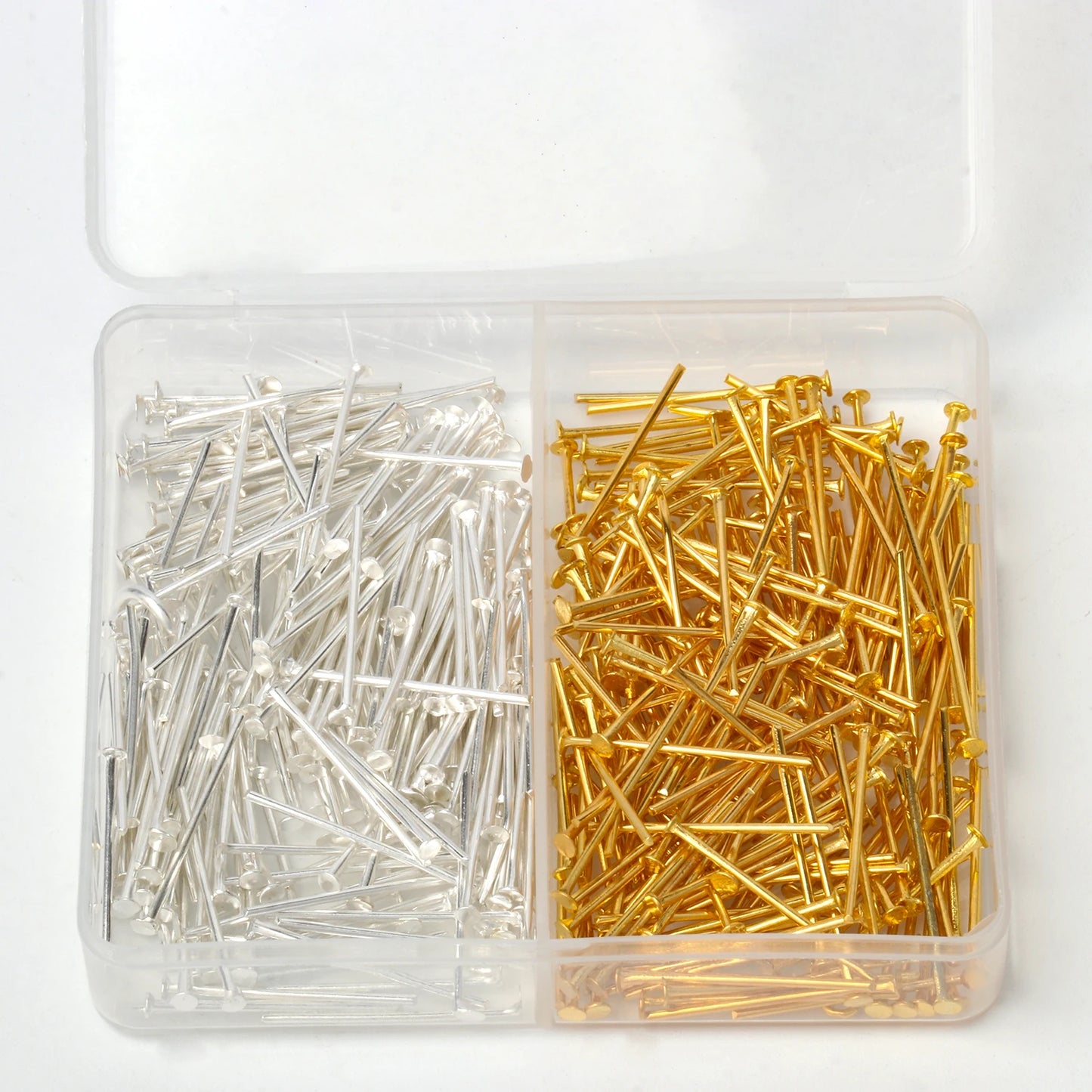 400pcs Boxed Bi-color T-Shaped Flat Head Pins Gold Silver Color 20mm Eye Headpins For Jewelry Making DIY Supplies Accessories